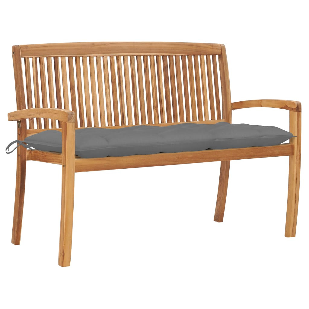 vidaXL Stapelbare Gartenbank mit Auflage 128,5 cm Massivholz Teak