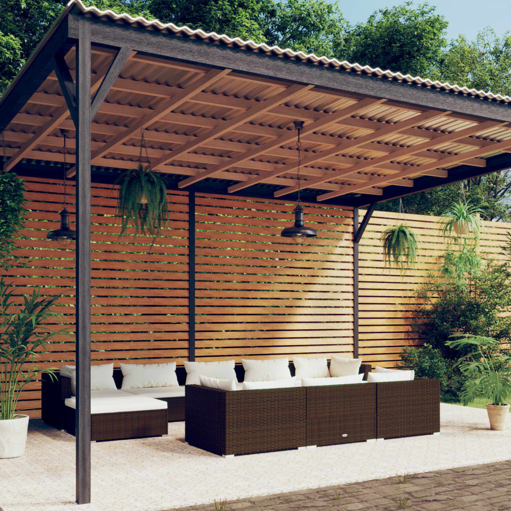vidaXL 10-tlg. Garten-Lounge-Set mit Kissen Braun Poly Rattan