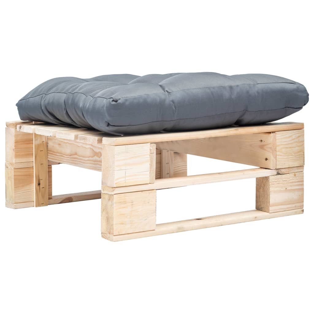 vidaXL Garten-Palettenhocker mit Kissen in Grau Holz Natur