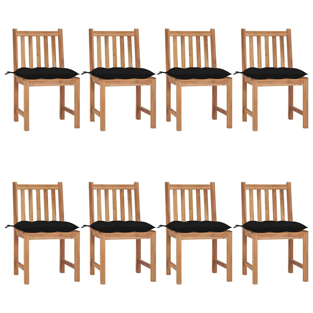 vidaXL Gartenstühle 8 Stk. mit Kissen Massivholz Teak