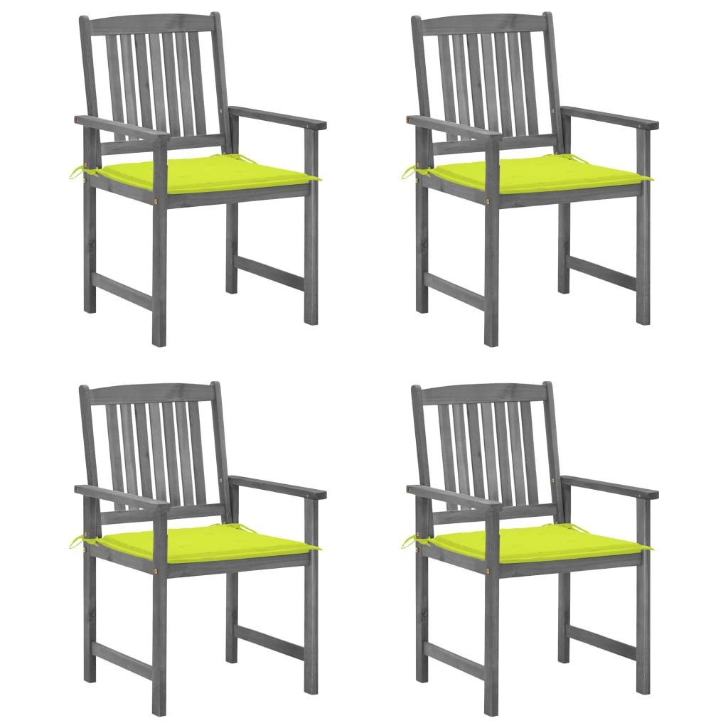 vidaXL Gartenstühle mit Kissen 4 Stk. Grau Massivholz Akazie