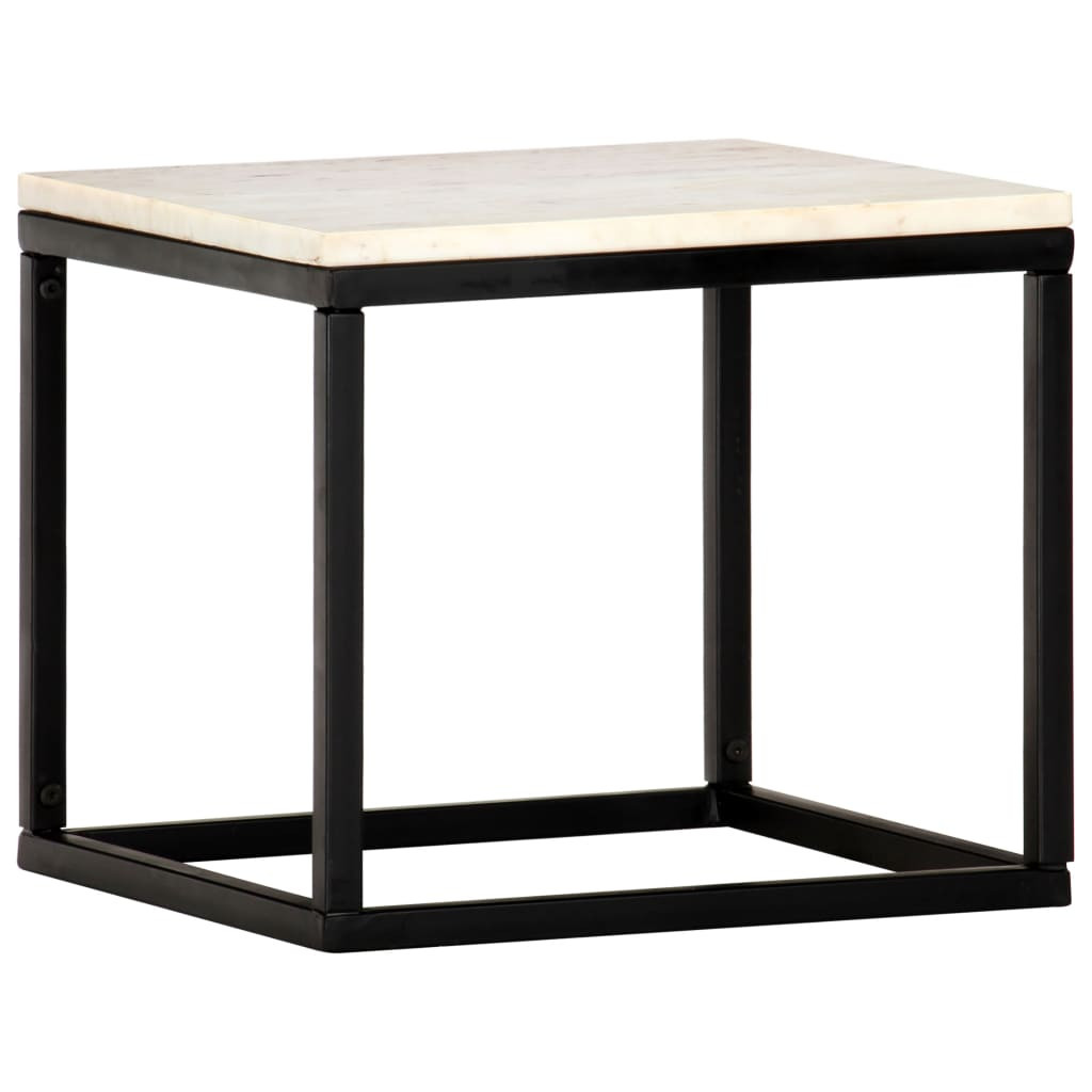 vidaXL Couchtisch Weiß 40×40×35 cm Echtstein in Marmoroptik