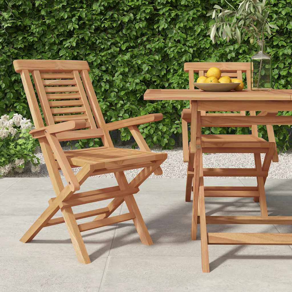 vidaXL Gartenstühle 2 Stk. Klappbar 56x63x90 cm Massivholz Teak
