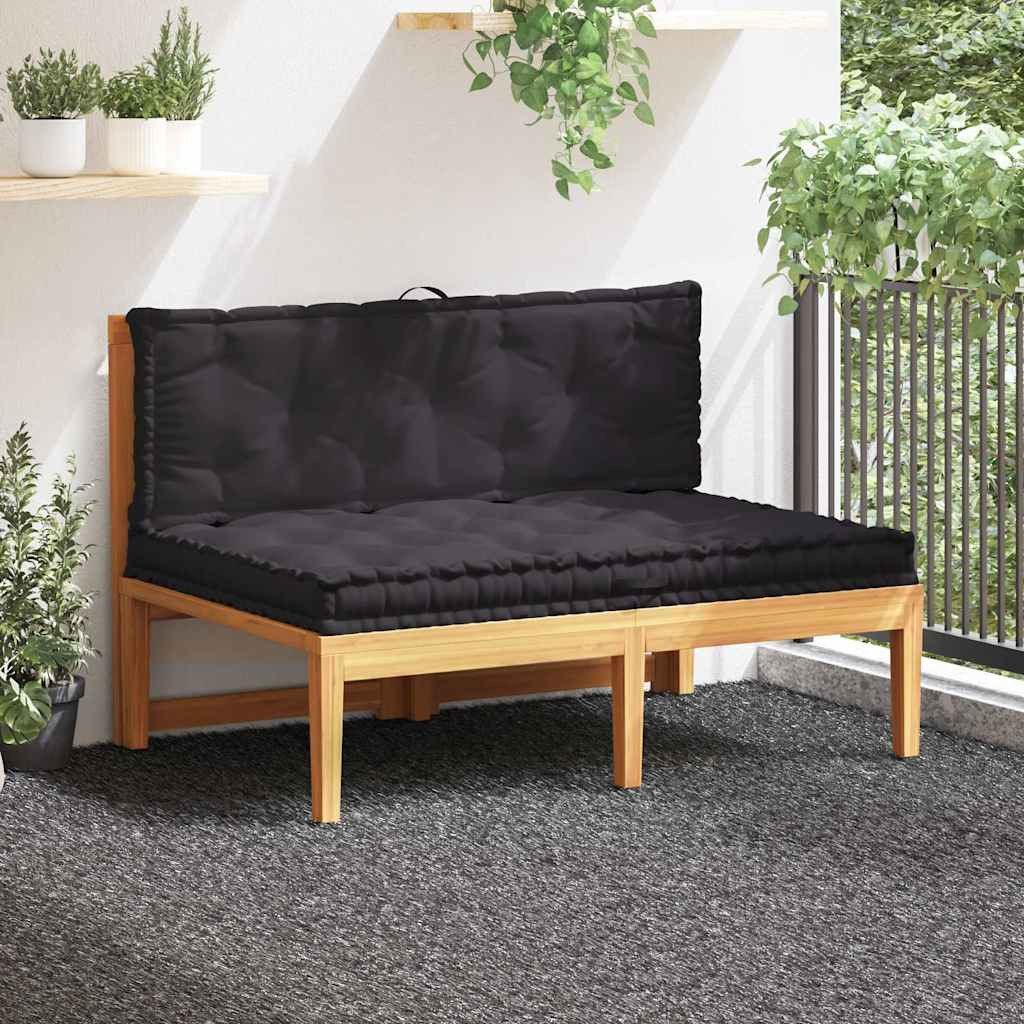 vidaXL Palettenauflagen 2 Stk. Baumwolle Schwarz