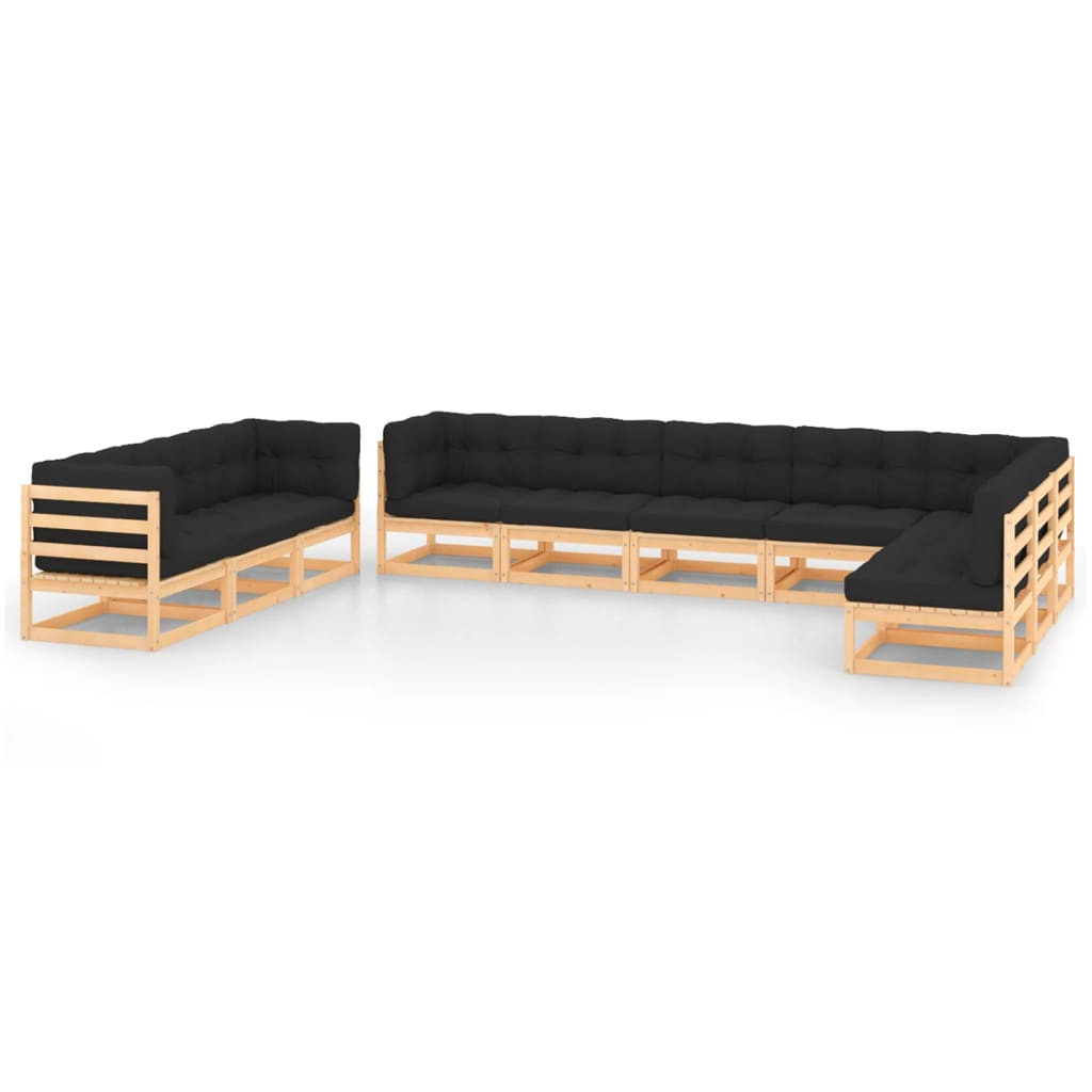 vidaXL 10-tlg. Garten-Lounge-Set mit Kissen Massivholz Kiefer
