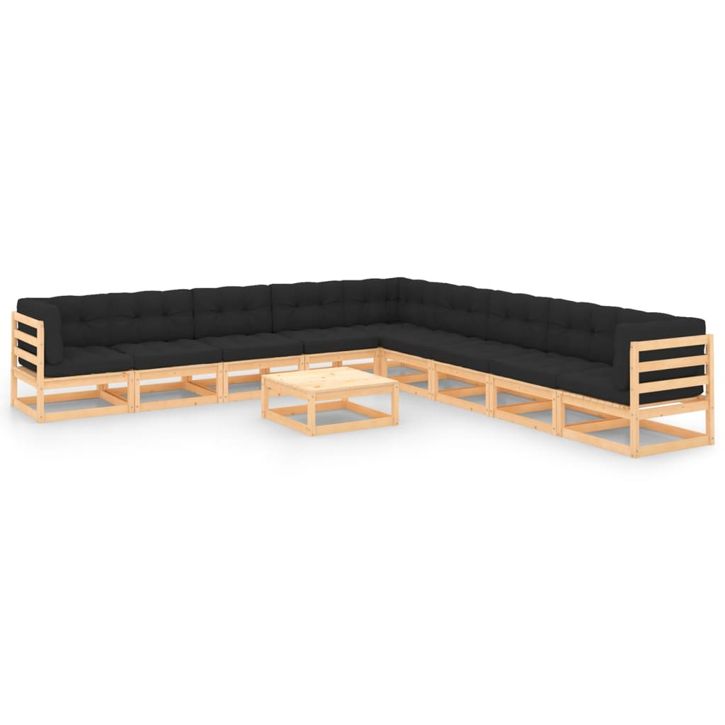 vidaXL 10-tlg. Garten-Lounge-Set mit Kissen Massivholz Kiefer