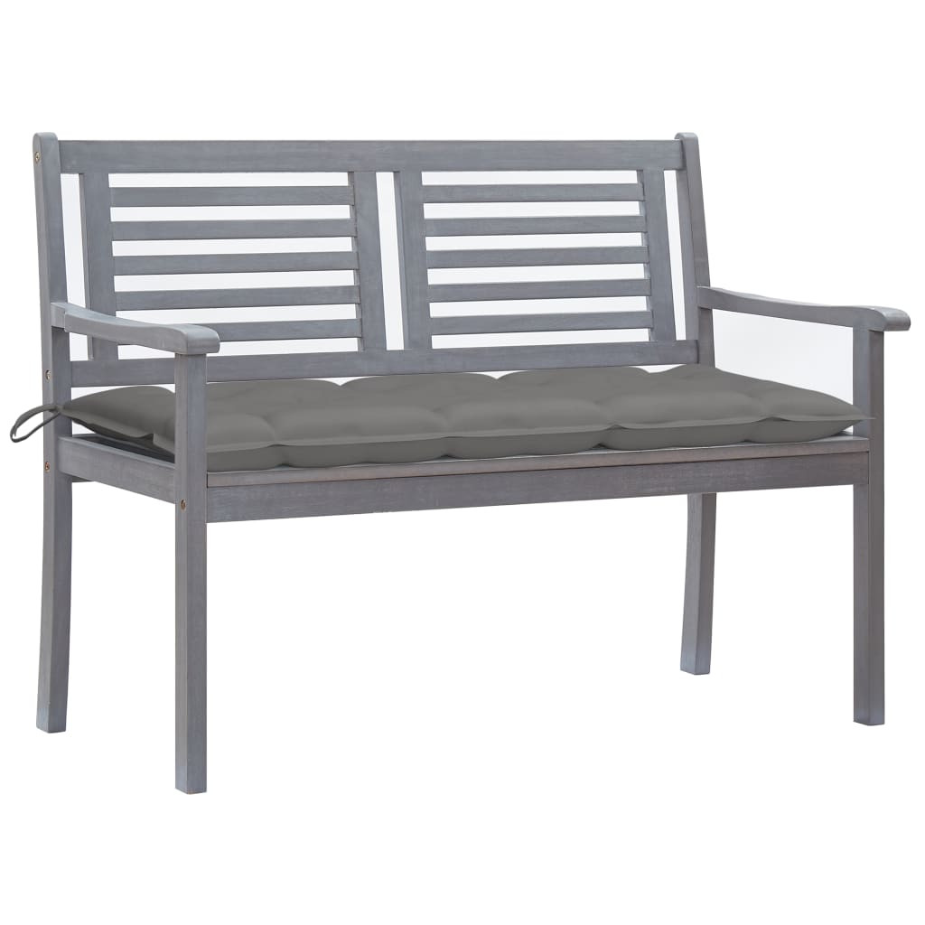 vidaXL 2-Sitzer-Gartenbank mit Auflage 120 cm Grau Eukalyptusholz
