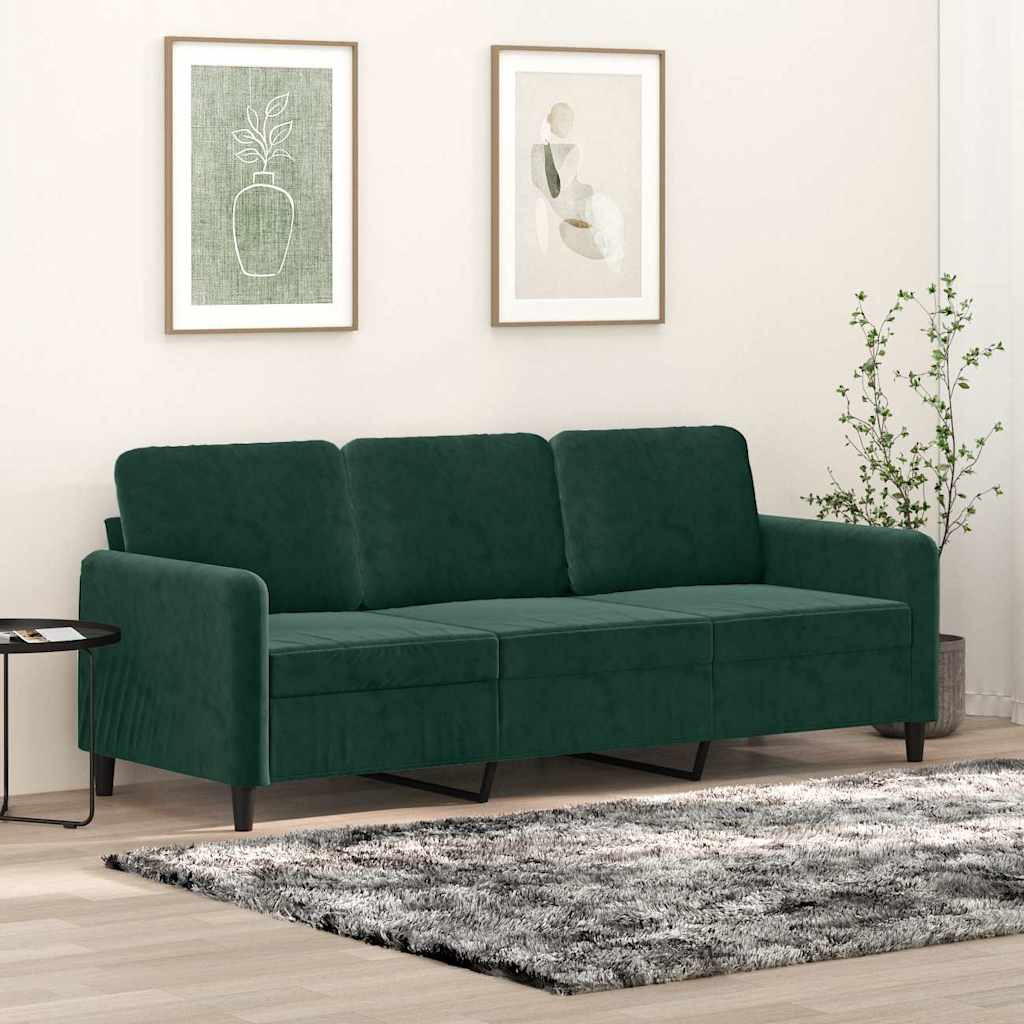 vidaXL 3-Sitzer-Sofa Dunkelgrün 180 cm Samt
