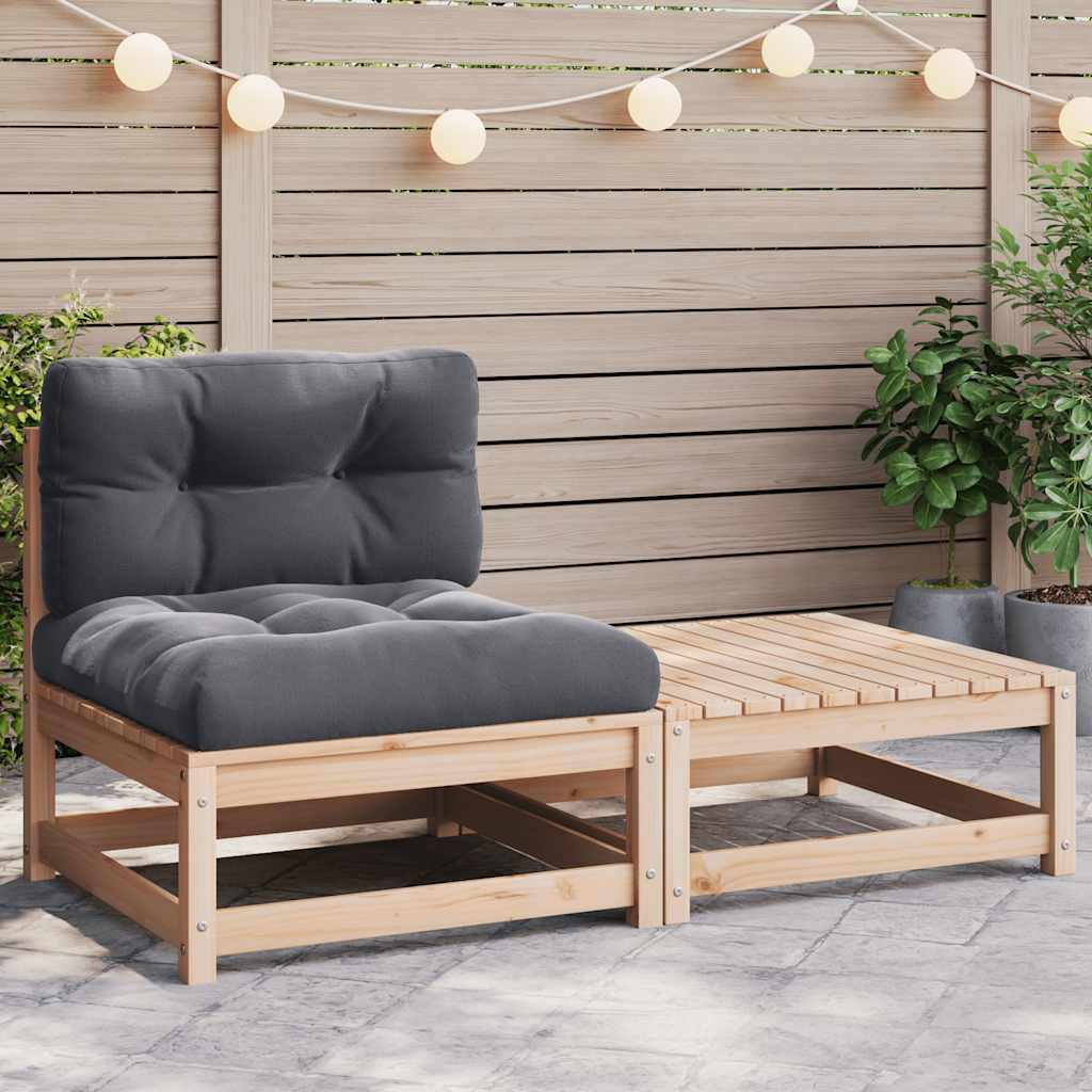 vidaXL 2-tlg. Garten-Lounge-Set mit Kissen Massivholz Kiefer