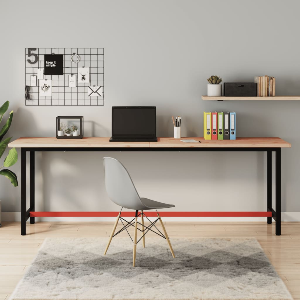 vidaXL Werkbank 220x55x81,5 cm Massivholz Buche und Metall