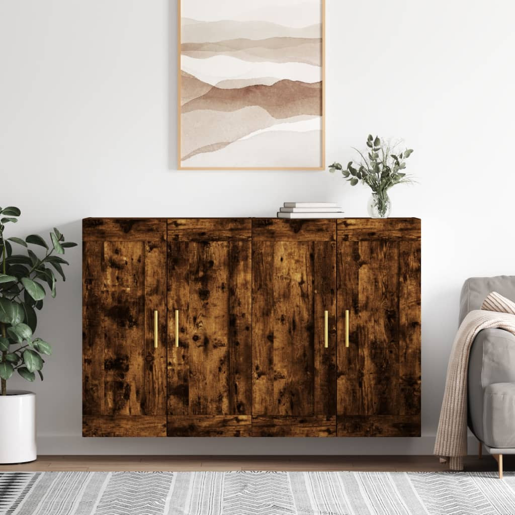 vidaXL Wandschränke 2 Stk. Räuchereiche Holzwerkstoff