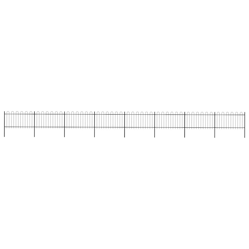 vidaXL Gartenzaun mit Rundbogen Stahl 1339 x 100 cm Schwarz