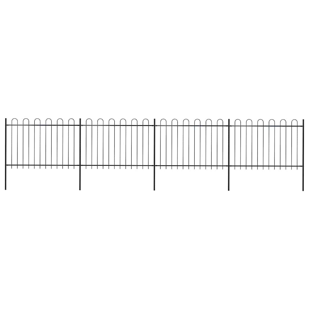 vidaXL Gartenzaun mit Rundbogen Stahl 671 x 120 cm Schwarz