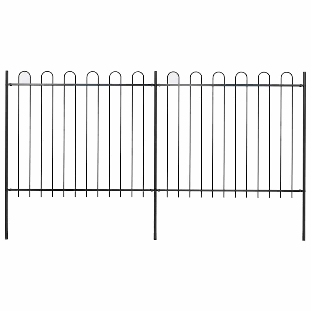 vidaXL Gartenzaun mit Rundbogen Stahl 337 x 150 cm Schwarz