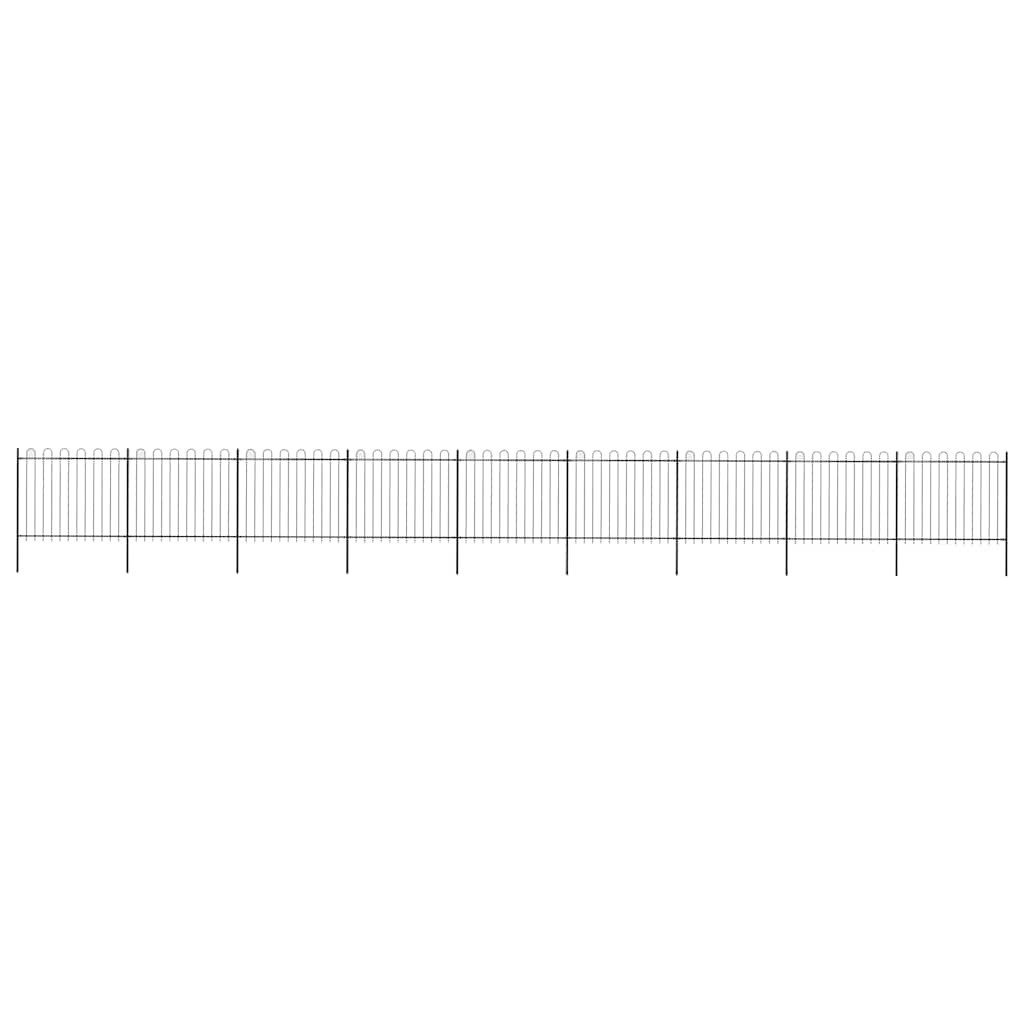 vidaXL Gartenzaun mit Rundbogen Stahl 1506 x 150 cm Schwarz
