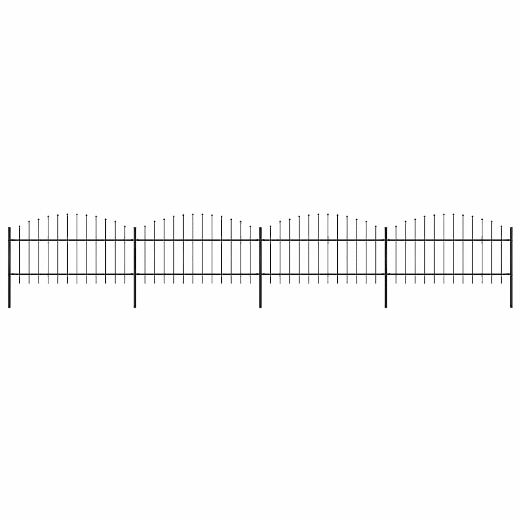 vidaXL Gartenzaun mit Speerspitze Stahl 671 x 125 cm Schwarz