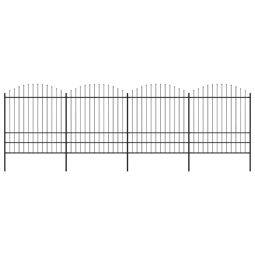vidaXL Gartenzaun mit Speerspitze Stahl 671 x 200 cm Schwarz