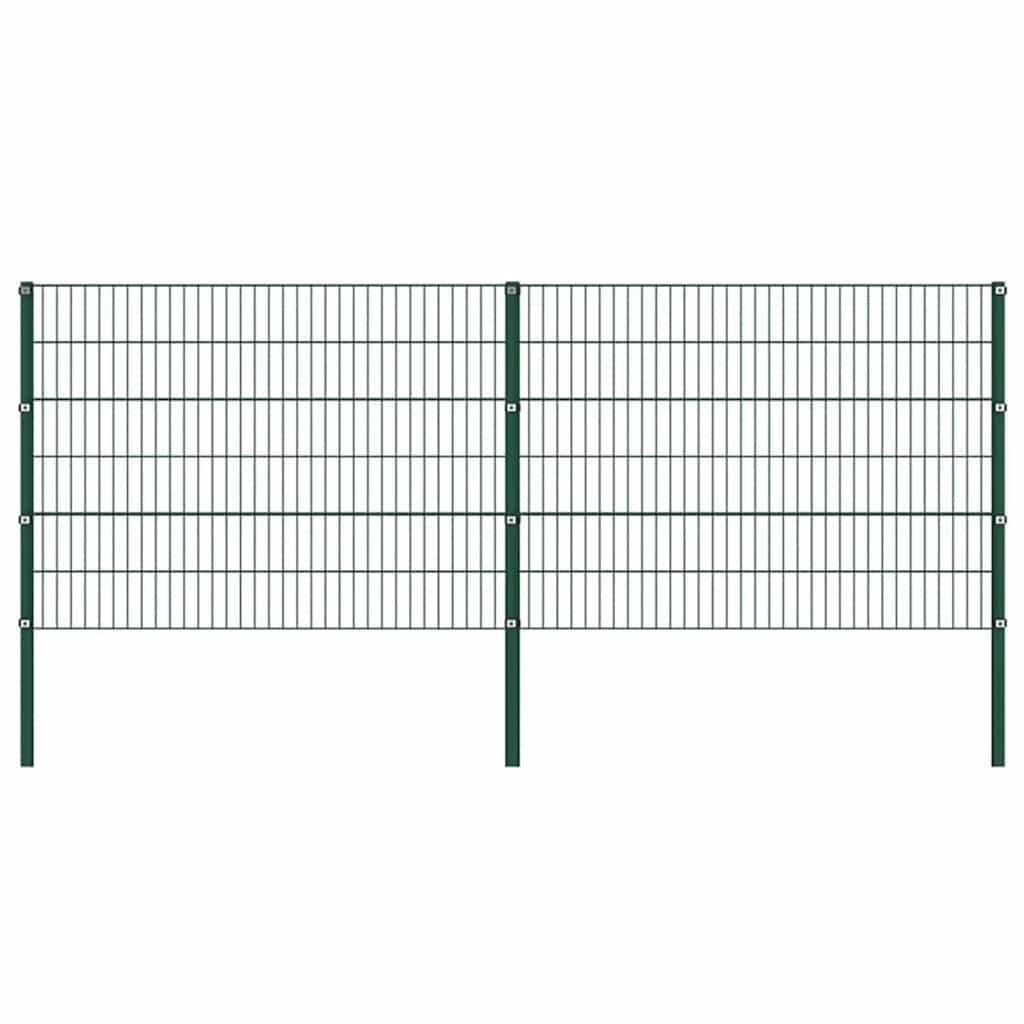 vidaXL Zaunelement mit Pfosten Eisen 349 x 120 cm Grün