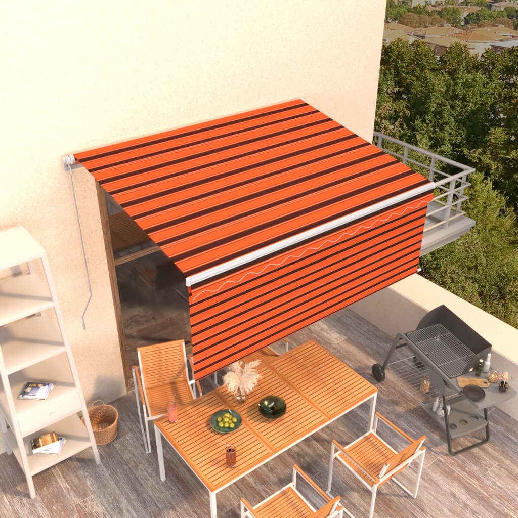 vidaXL Markise Manuell Einziehbar mit Rollo 3x2,5 m Orange Braun