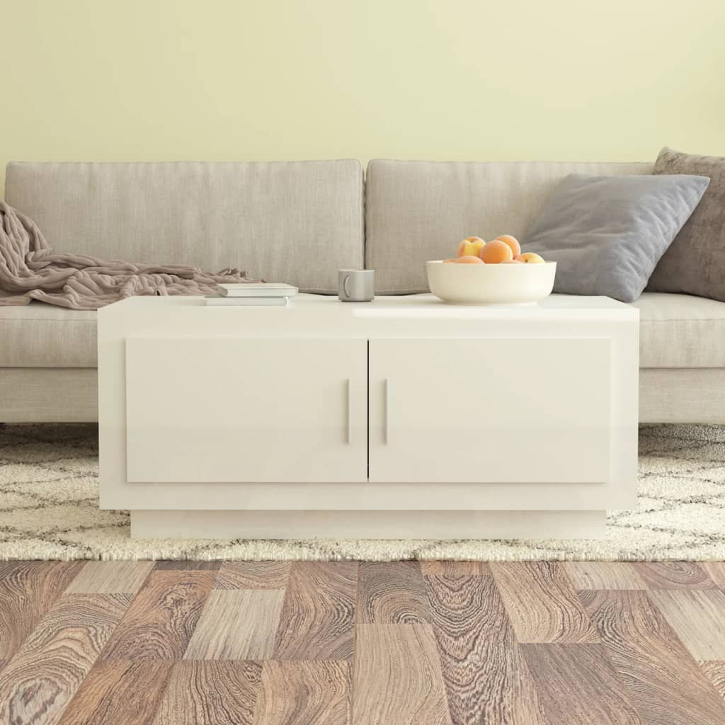 vidaXL Couchtisch Hochglanz-Weiß 102x50x45 cm Holzwerkstoff