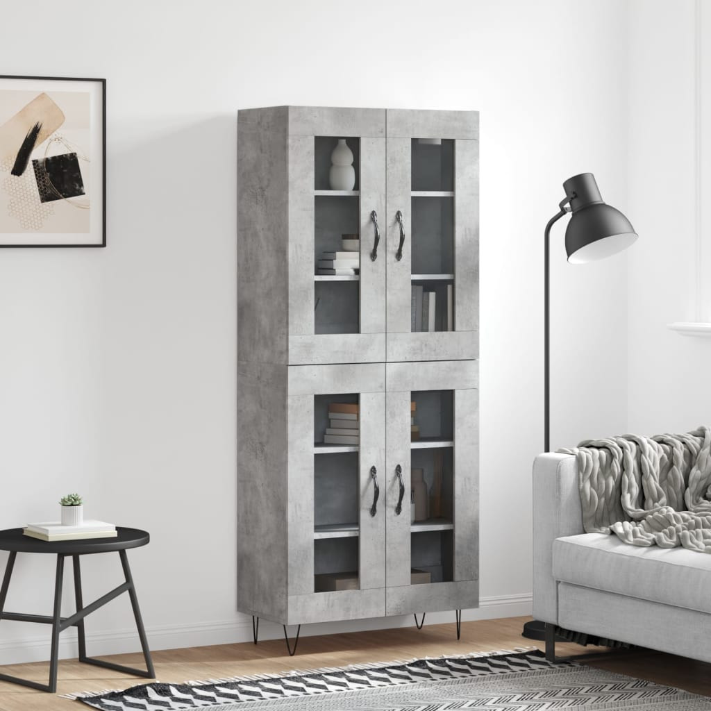 vidaXL Highboard Betongrau 69,5x34x180 cm Holzwerkstoff