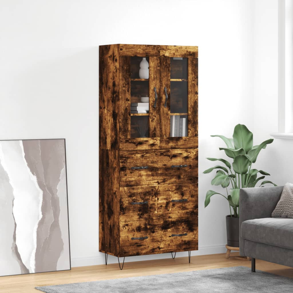 vidaXL Highboard Räuchereiche 69,5x34x180 cm Holzwerkstoff
