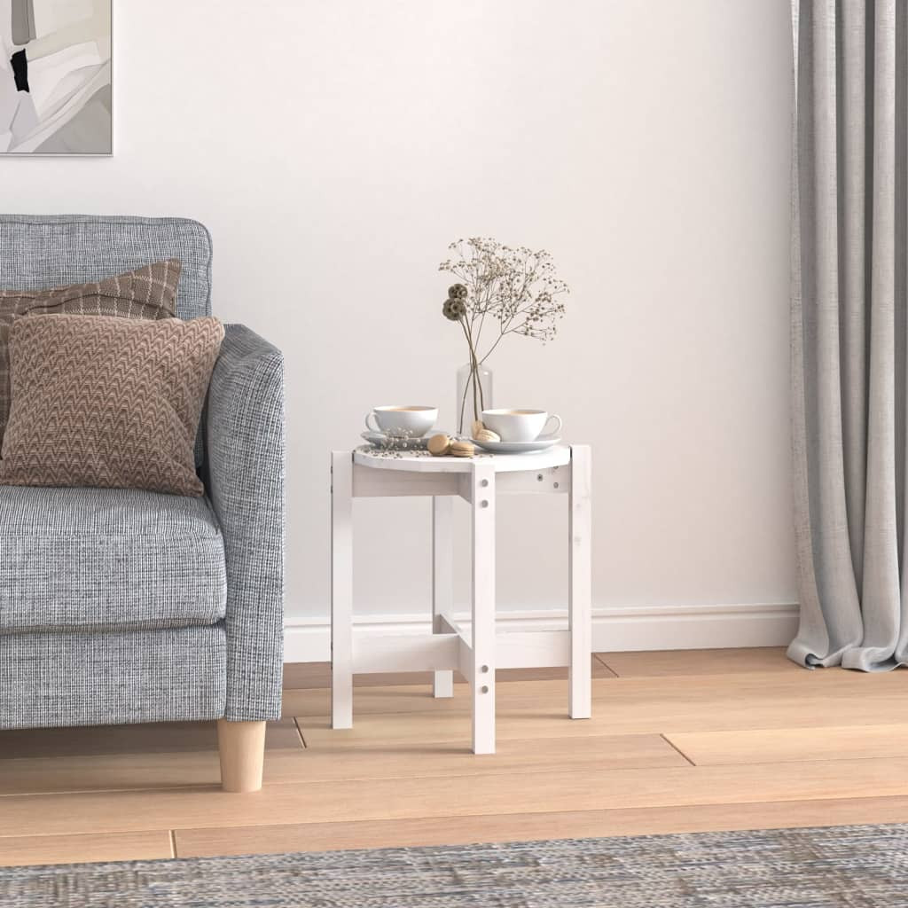 vidaXL Couchtisch Weiß Ø 42,5x45 cm Massivholz Kiefer
