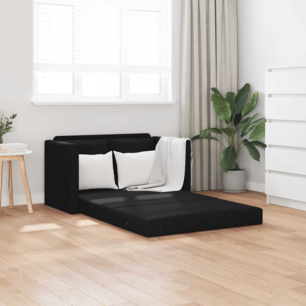vidaXL Bodensofa mit Schlaffunktion Schwarz 112x174x55 cm Stoff