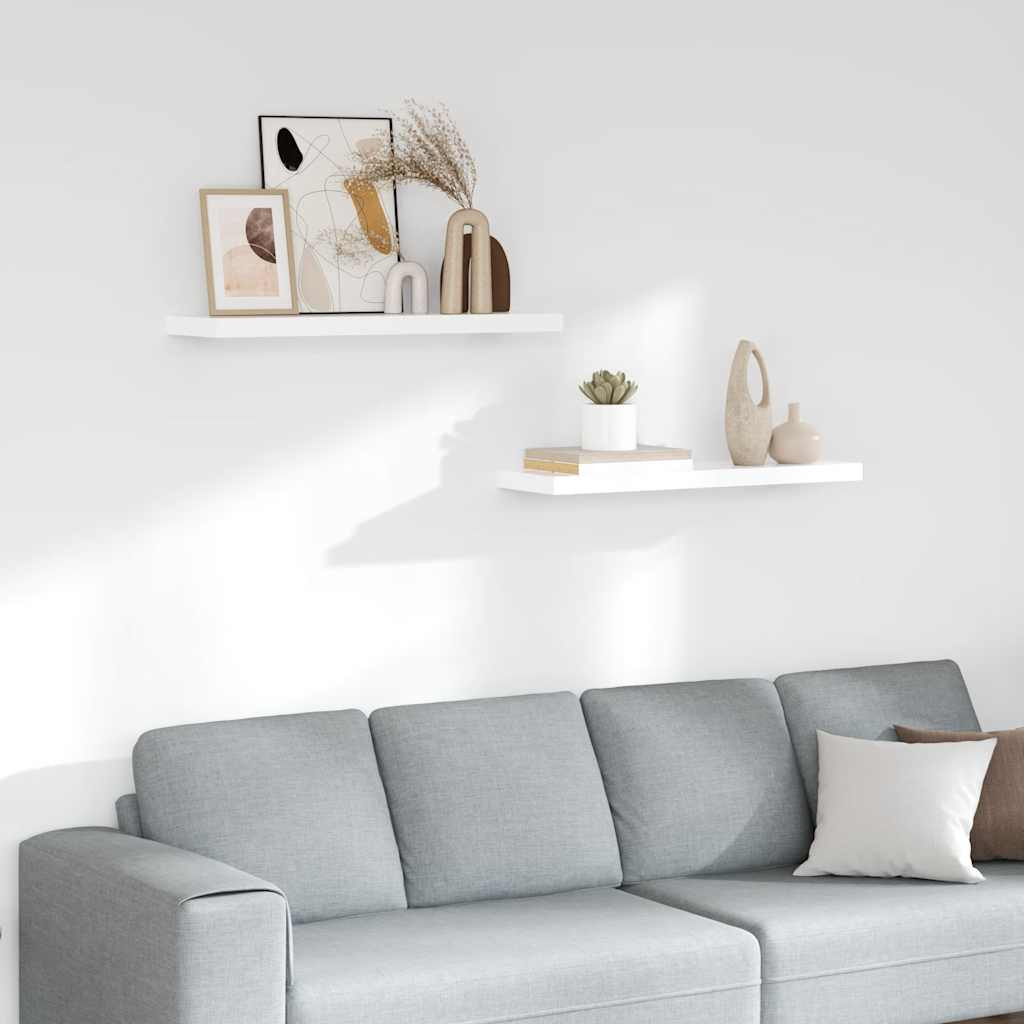 vidaXL Schweberegale 2 Stk. Hochglanz-Weiß 80x23,5x3,8 cm MDF