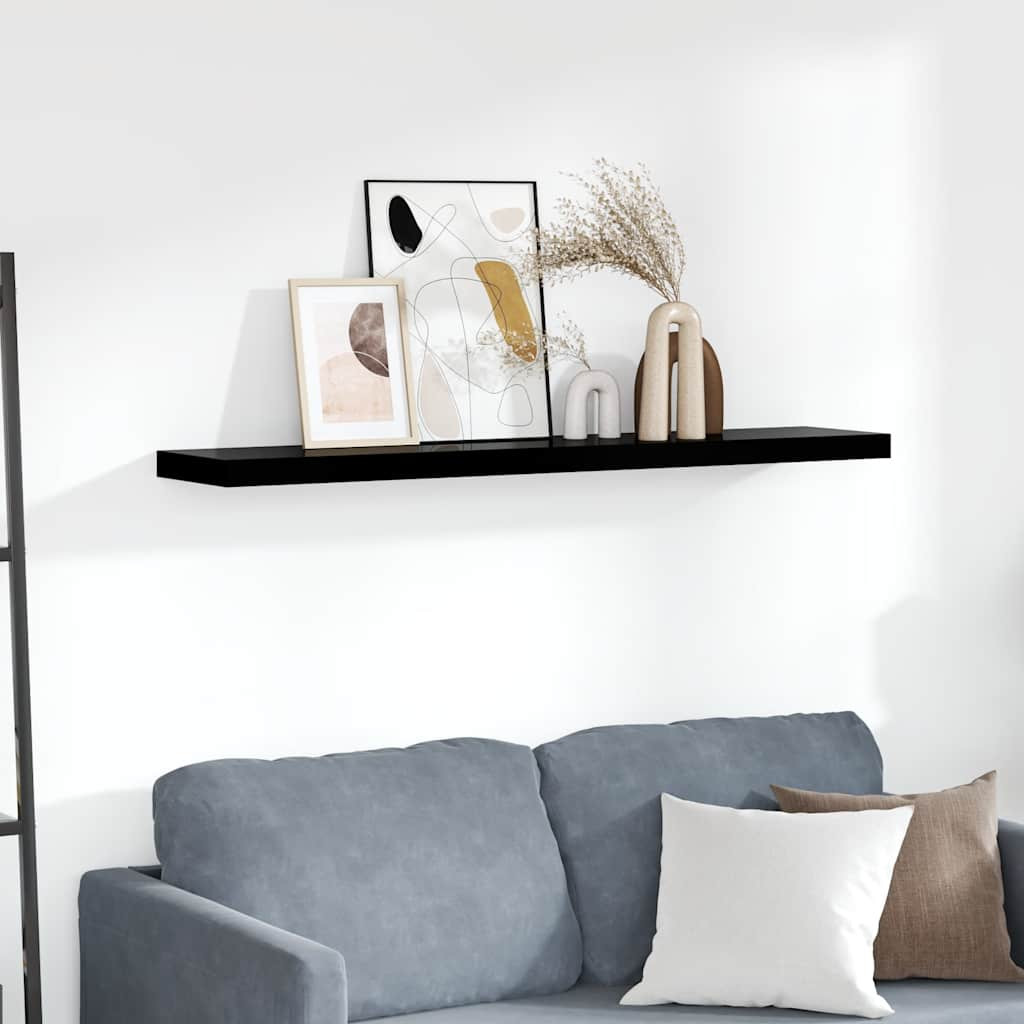 vidaXL Schweberegal Hochglanz-Schwarz 120x23,5x3,8 cm MDF