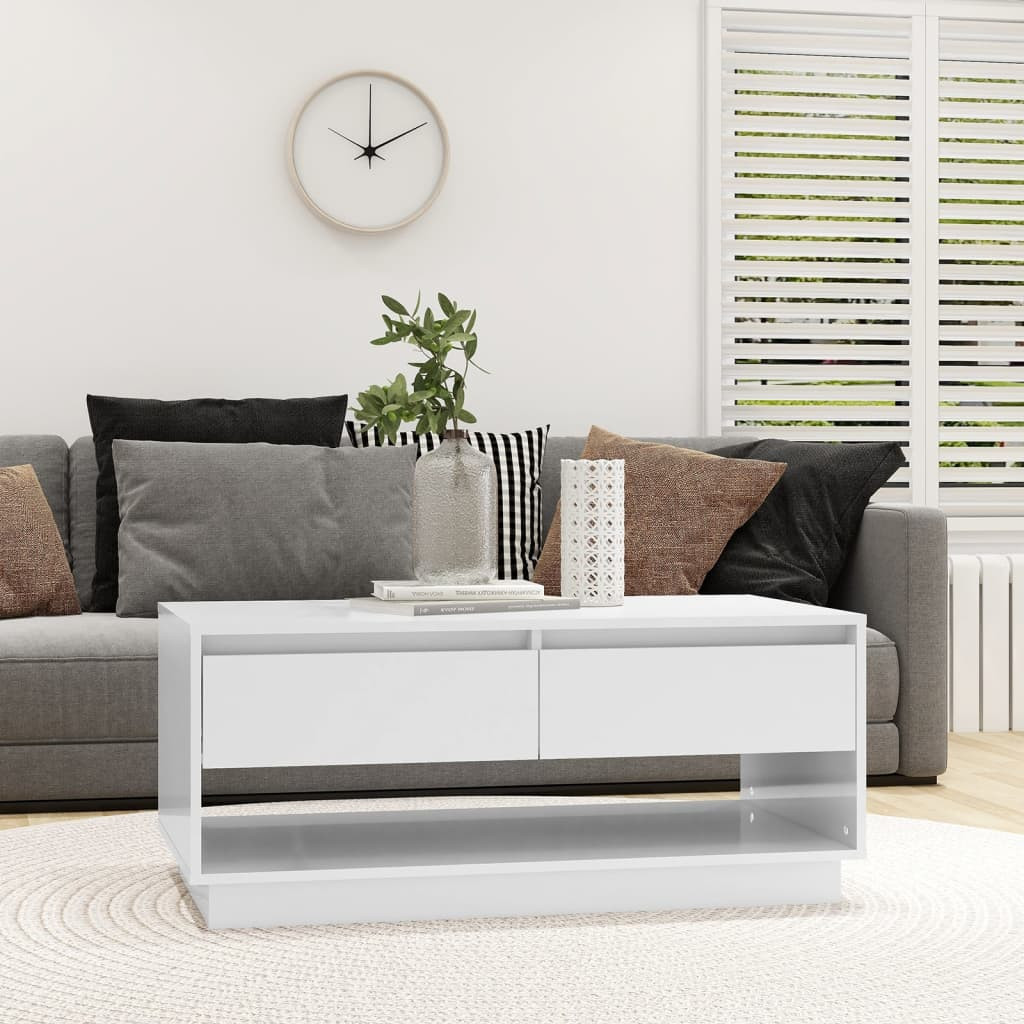 vidaXL Couchtisch Hochglanz-Weiß 102,5x55x44 cm Holzwerkstoff