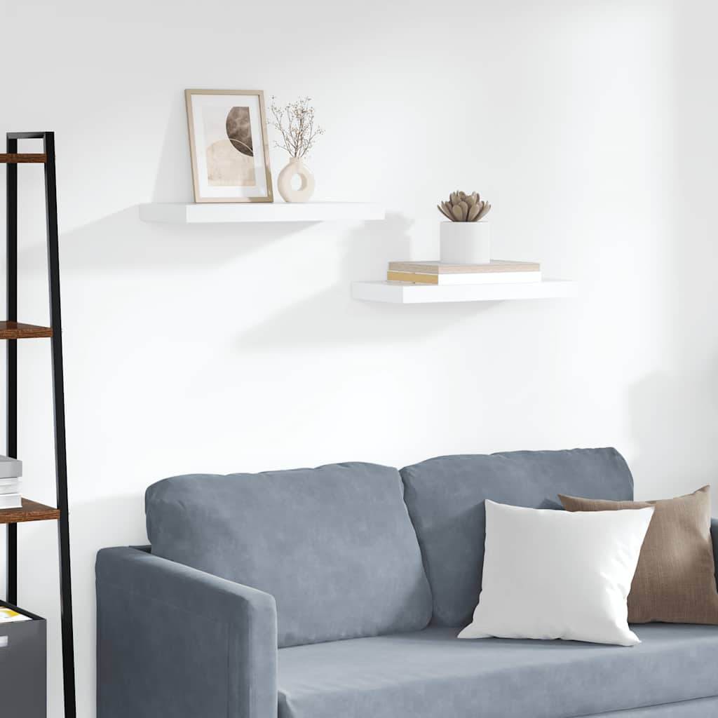 vidaXL Schweberegale 2 Stk. Weiß 50x23,5x3,8 cm MDF