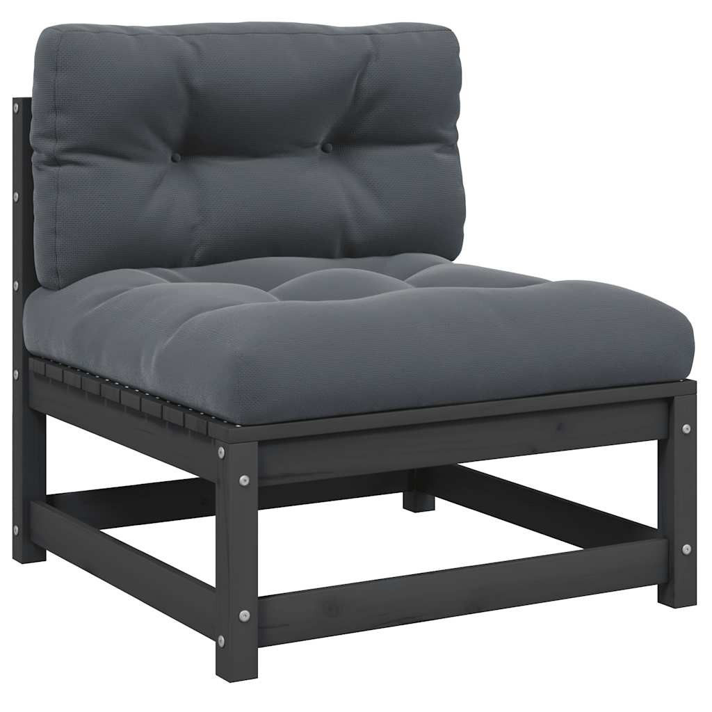vidaXL Garten-Mittelsofa mit Anthrazit Kissen Grau Massivholz Kiefer