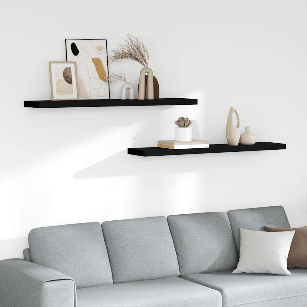 vidaXL Schweberegale 2 Stk. Schwarz 120x23,5x3,8 cm MDF