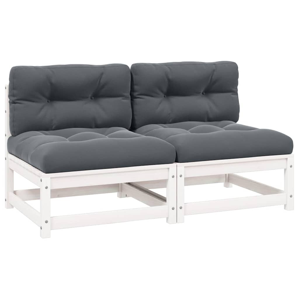vidaXL Garten-Mittelsofas mit Anthrazit Kissen 2 Stk Massivholz Kiefer