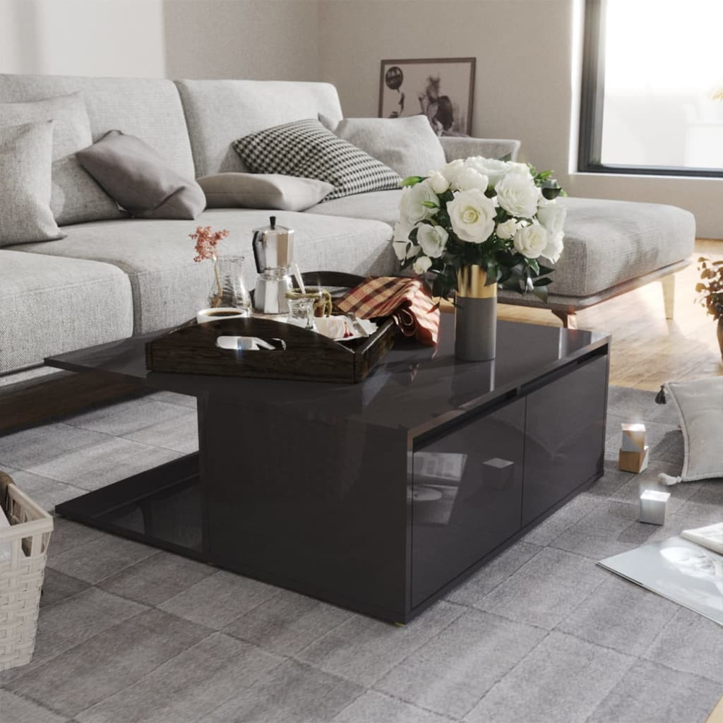 vidaXL Couchtisch Hochglanz-Grau 80x80x31 cm Holzwerkstoff