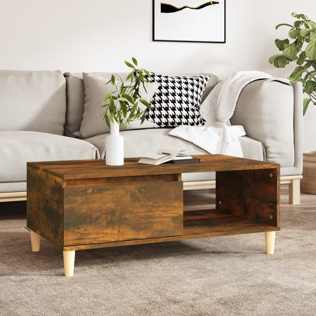 vidaXL Couchtisch Räuchereiche 90x50x36,5 cm Holzwerkstoff