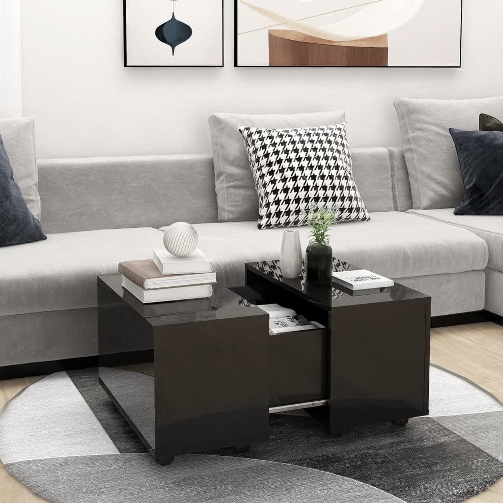 vidaXL Couchtisch Hochglanz-Schwarz 60x60x38 cm Holzwerkstoff