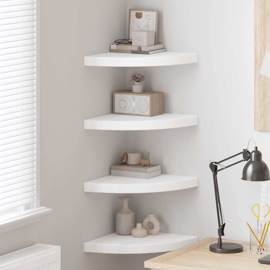 vidaXL Eck-Schweberegale 4 Stk. Weiß 35x35x3,8 cm MDF