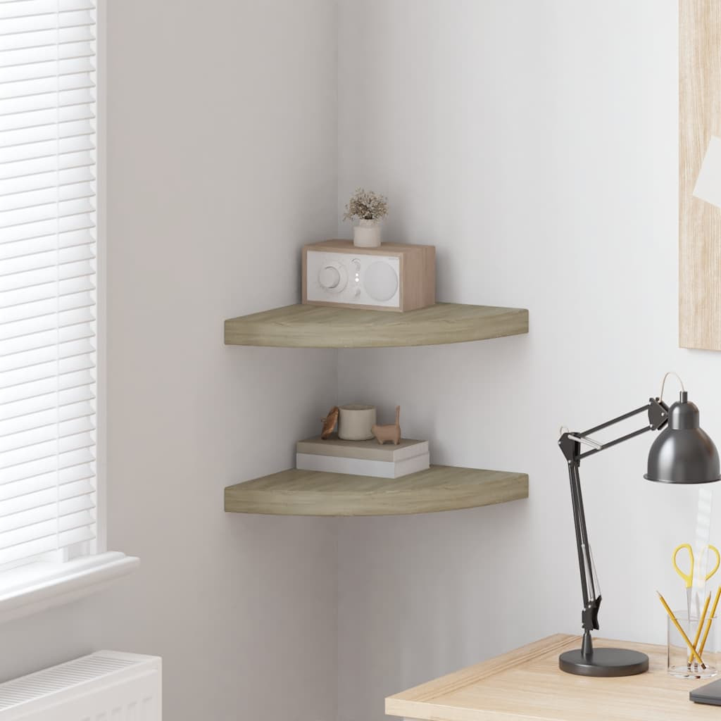 vidaXL Eck-Schweberegale 2 Stk. Eichen-Optik 35x35x3,8 cm MDF