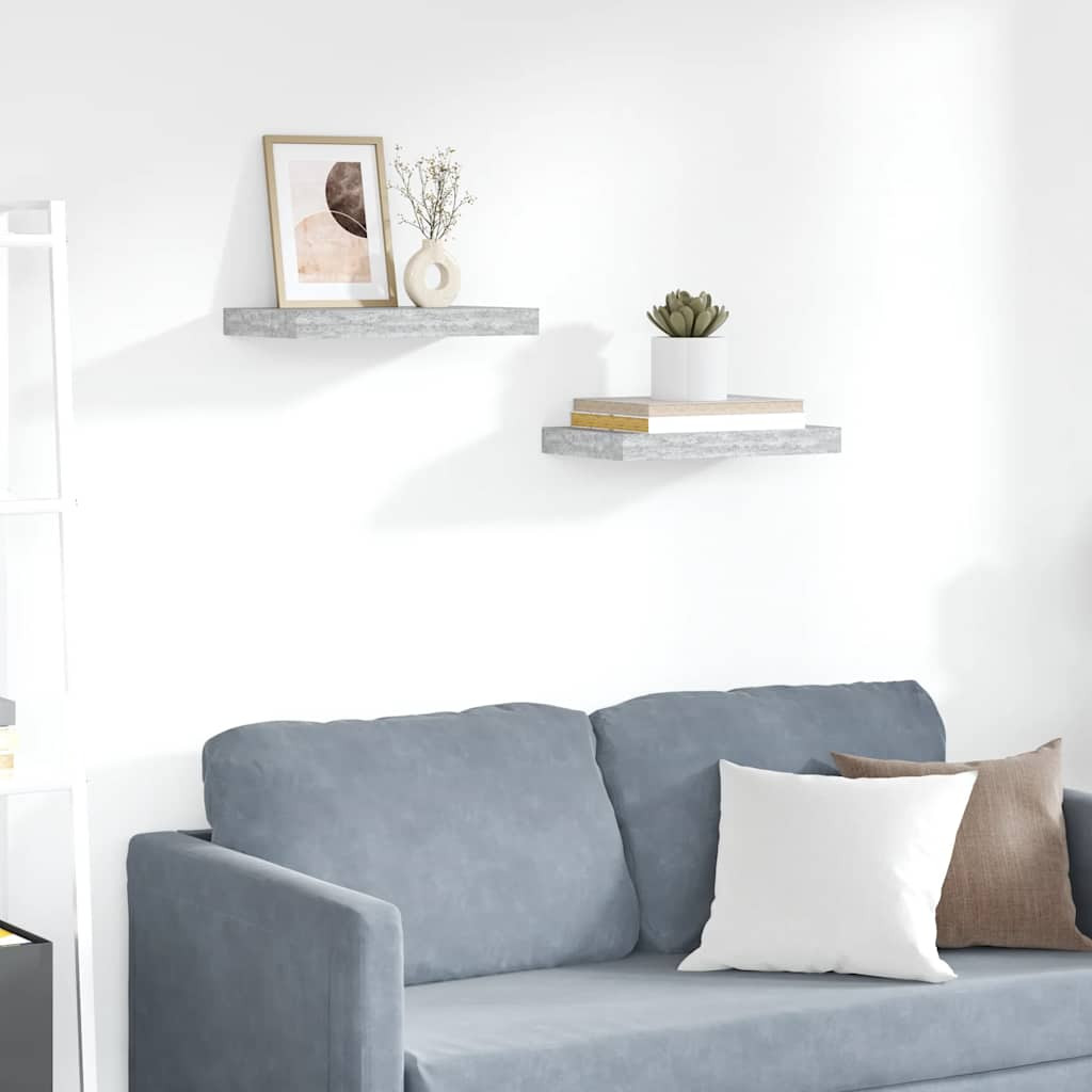 vidaXL Schweberegale 2 Stk. Betongrau 40x23x3,8 cm MDF