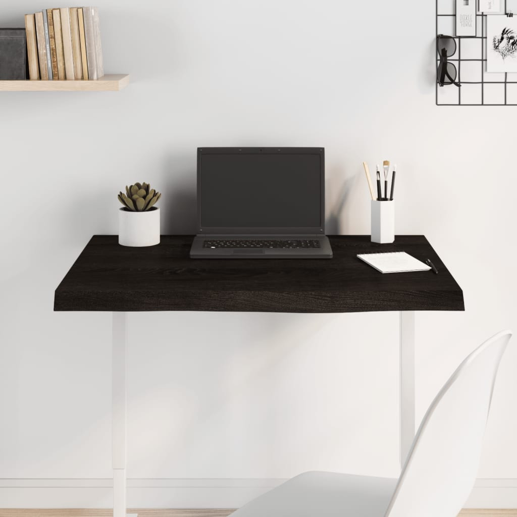 vidaXL Tischplatte Dunkelbraun 80x60x(2-6)cm Massivholz Eiche