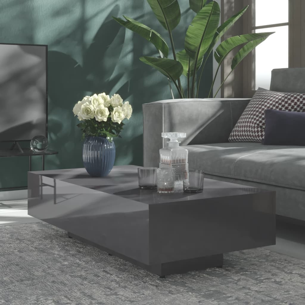vidaXL Couchtisch Hochglanz-Grau 115x60x31 cm Holzwerkstoff