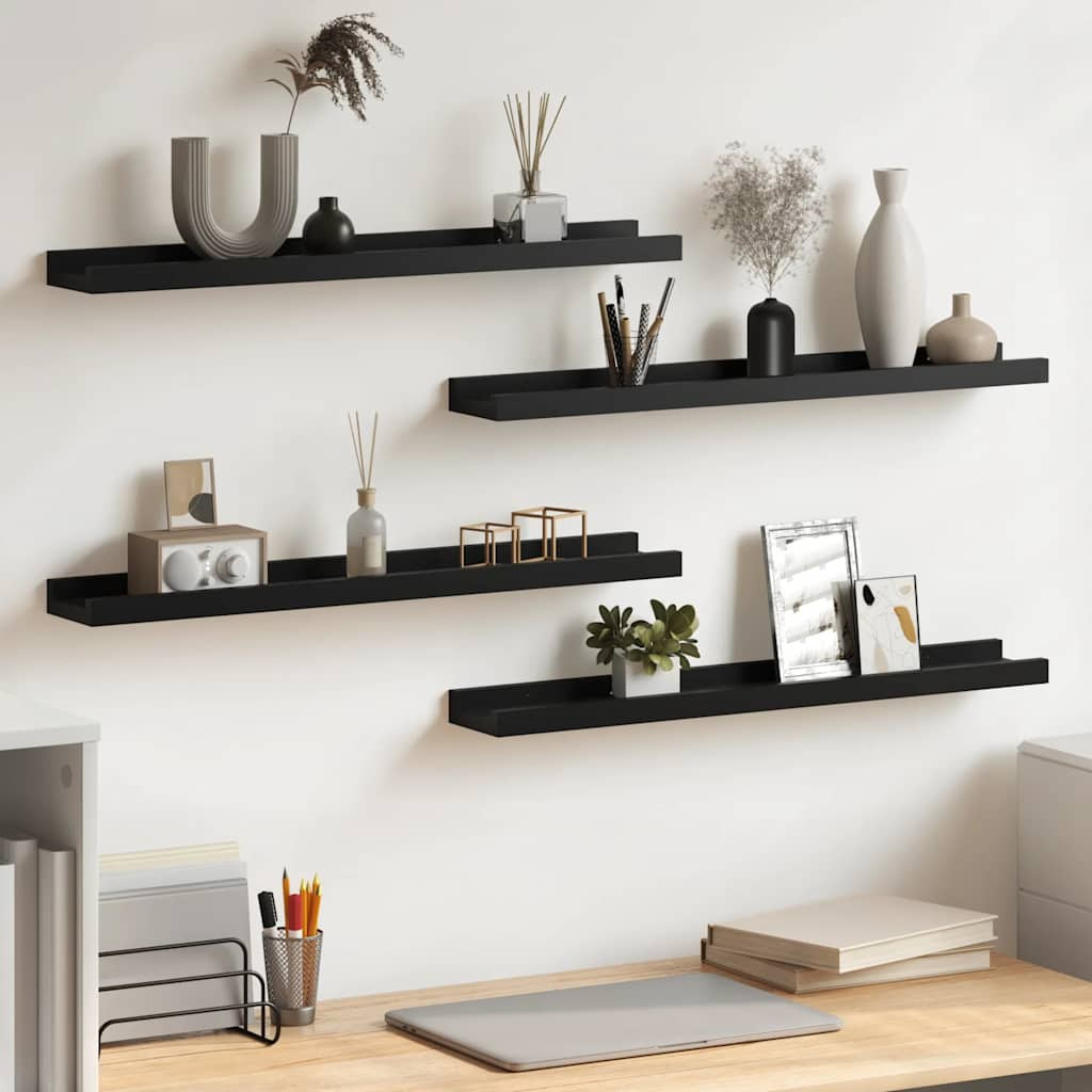 vidaXL Wandregale 4 Stk. Schwarz 60x9x3 cm