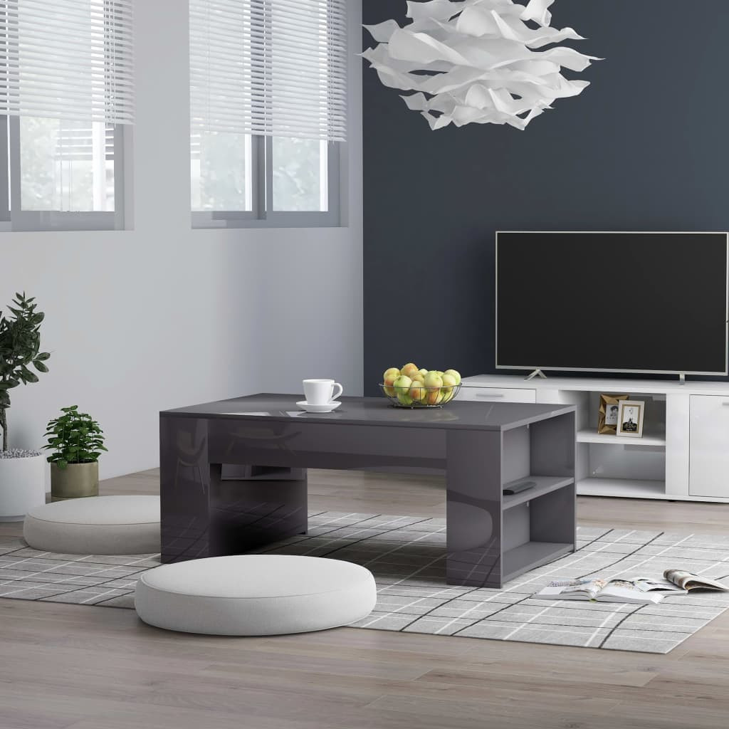 vidaXL Couchtisch Hochglanz-Grau 100x60x42 cm Holzwerkstoff
