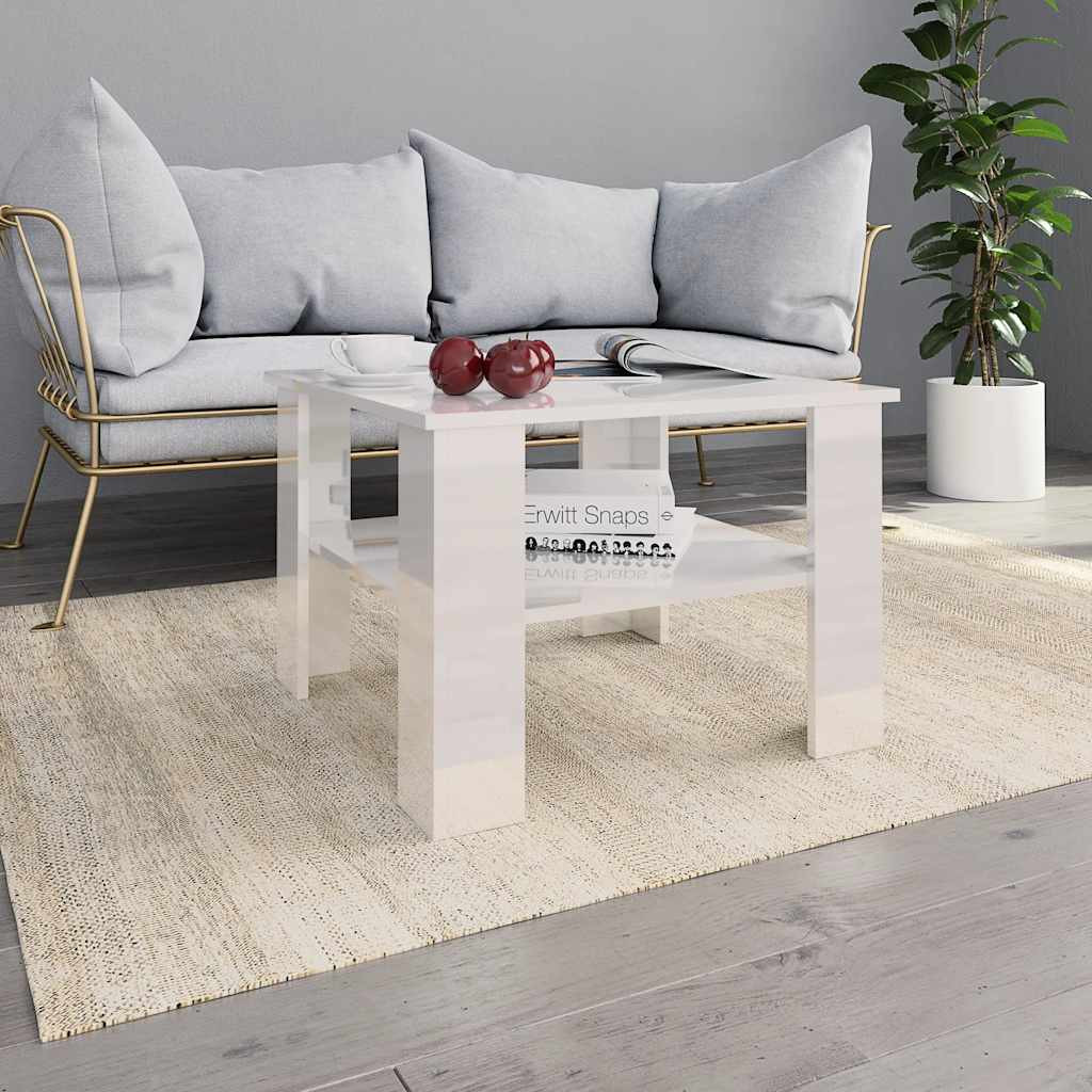 vidaXL Couchtisch Hochglanz-Weiß 60x60x42 cm Holzwerkstoff