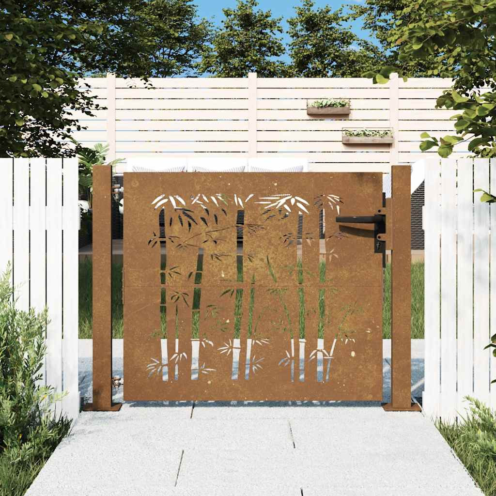 vidaXL Gartentor 100x75 cm Cortenstahl Bambus-Design