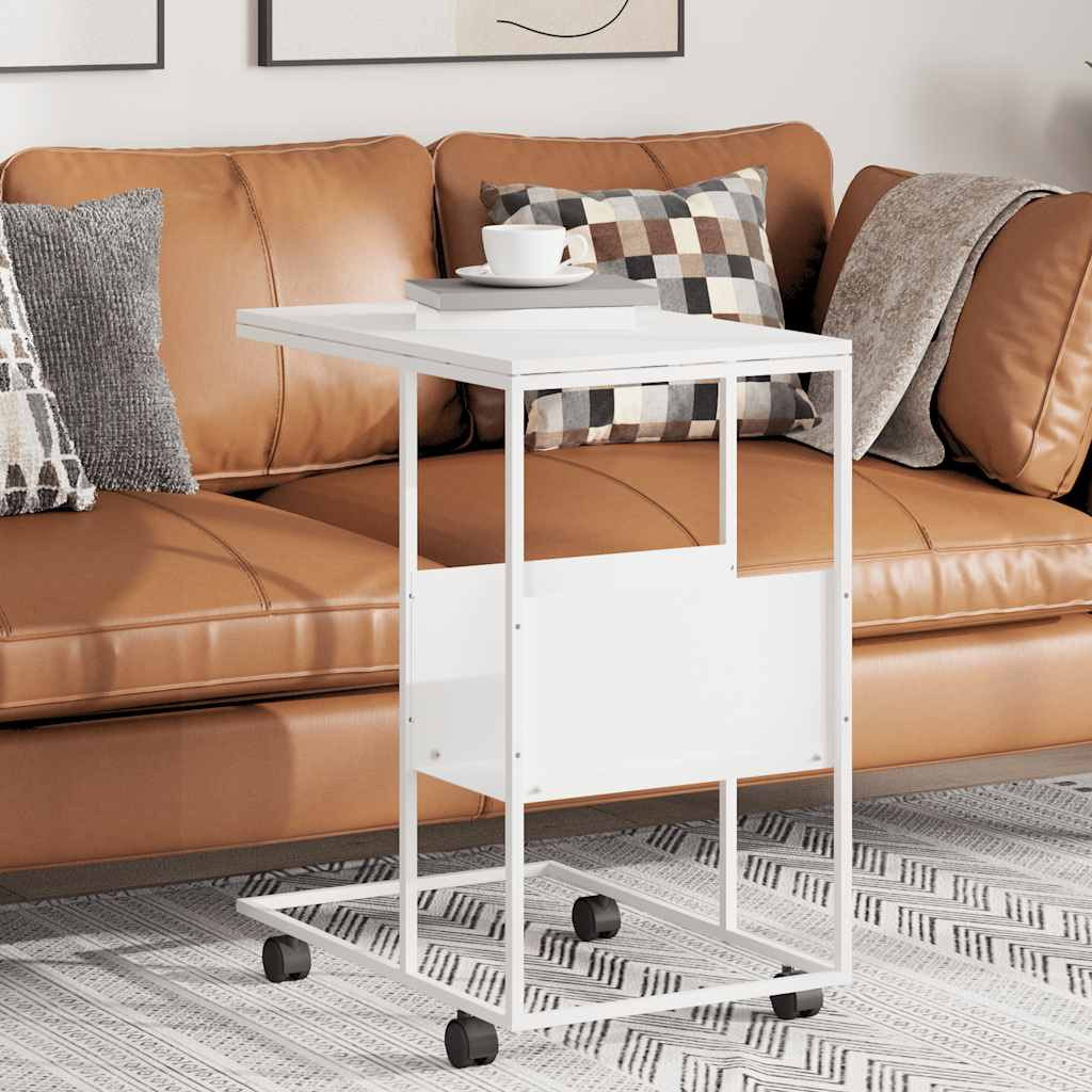 vidaXL Beistelltisch mit Rollen Weiß 55x36x63,5 cm Holzwerkstoff