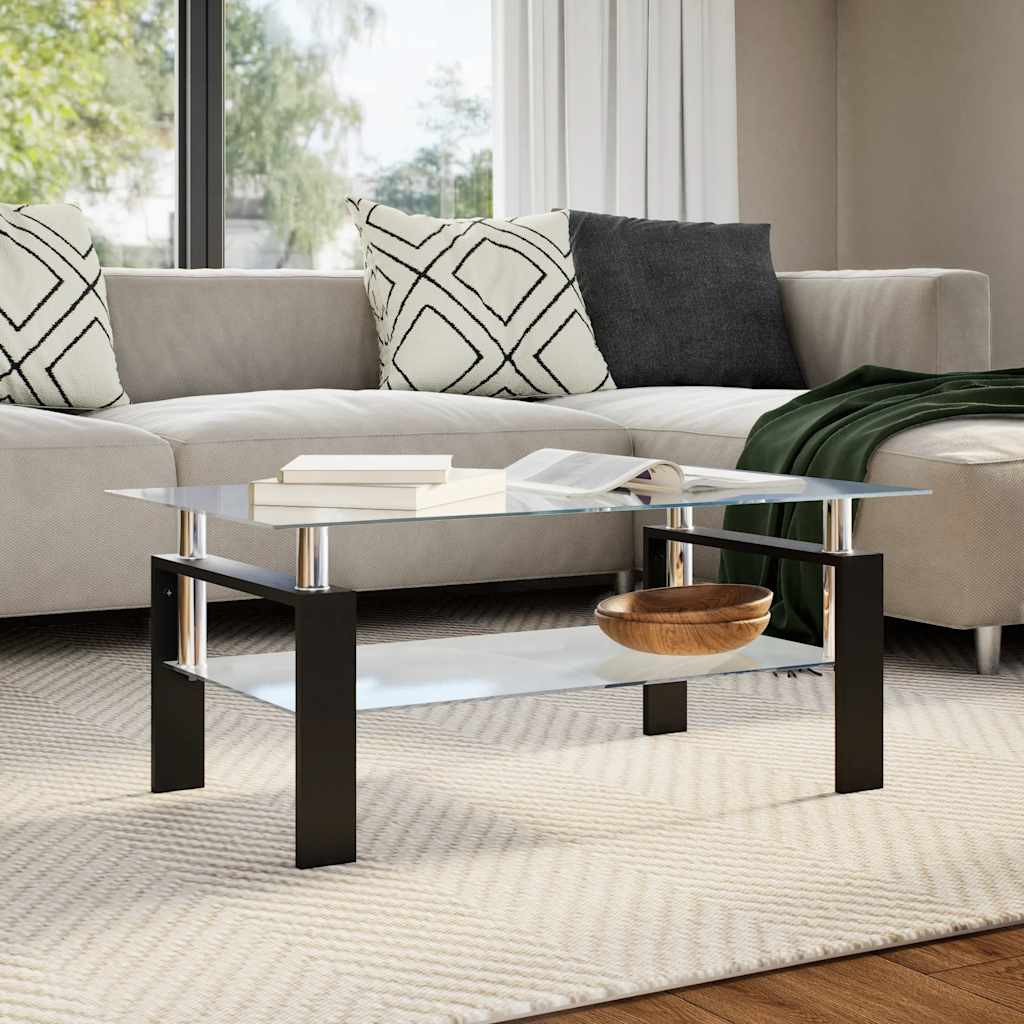 vidaXL Couchtisch Grau Transparent 95x55x40 cm Hartglas