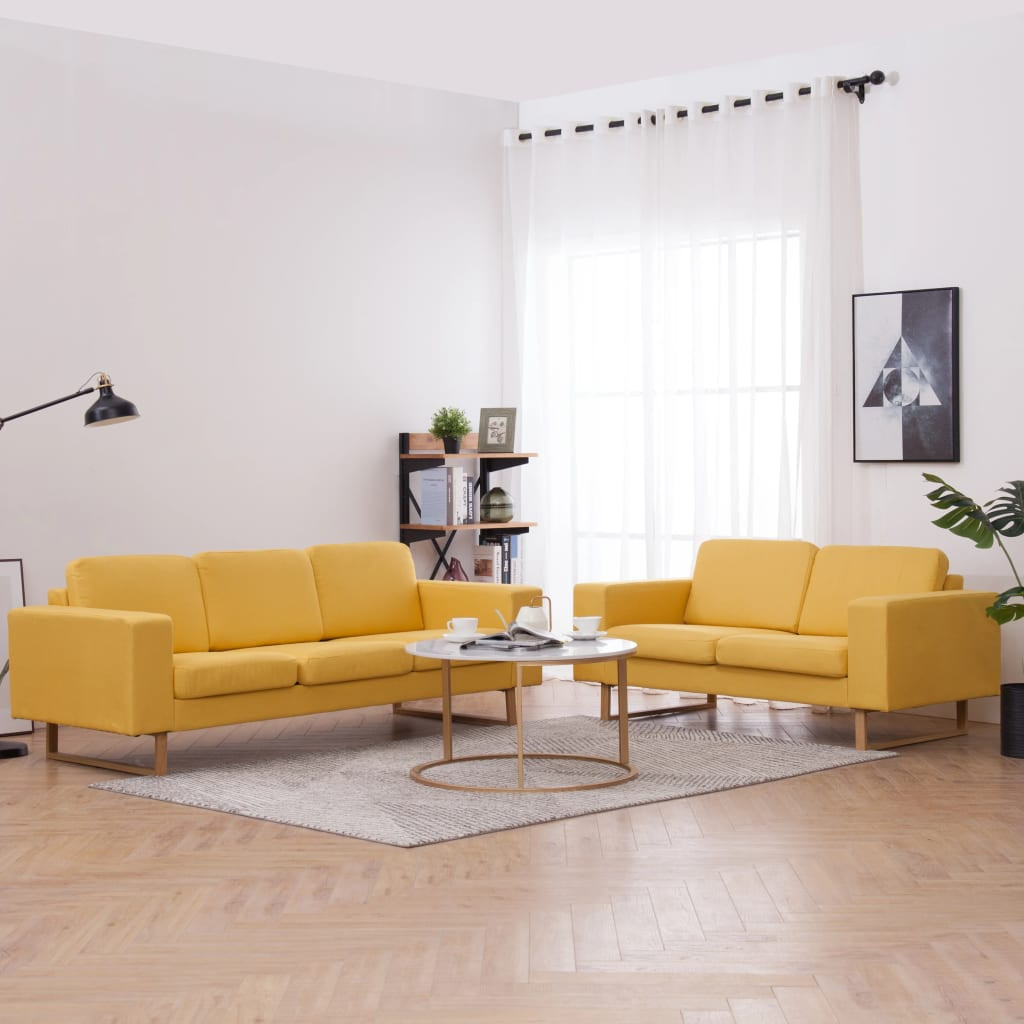 vidaXL 2-tlg. Sofagarnitur Stoff Gelb